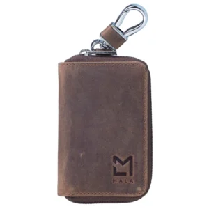 Maddox Zip Round Soft Leather Key Case front view