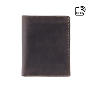 Rifle Fine Oiled Leather Wallet - Brown - Front View