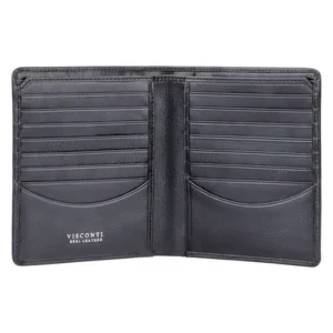 Matteo Fine Leather Cash & card Wallet with RFID - Black Inside View