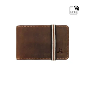 Nelson - Banded Card Wallet - Oiled Leather - Tan - Front View