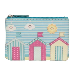 Pinky Leather Purse with Beach Huts Image