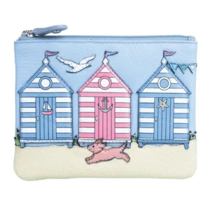 Leather Cash Purse with Beach Huts image on the front