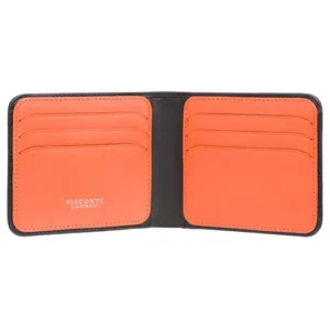 Trim - Cash & Card Slim Wallet - Black and Orange - Inside View