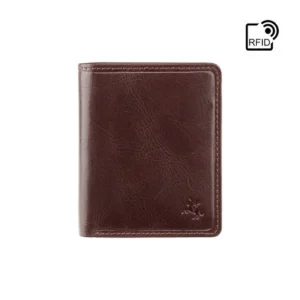 Xavi Card & Cash Wallet - Brown Leather - Front View